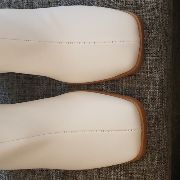 Coutgo White Square Toe Chunky Heeled Boots Size 9.5 - Picture 3 of 7